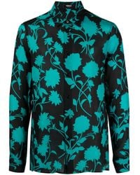 Versace - Floral Silhouette-print Silk Shirt - Lyst