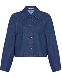 Another Tomorrow - Cropped Denim Jacket - Lyst
