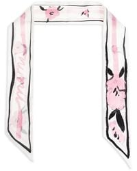 Marni - Floral-Print Striped-Trim Silk Scarf - Lyst