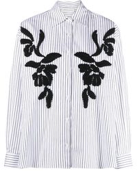 ERMANNO FIRENZE - Floral-Embroidered Striped Shirt - Lyst