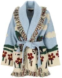 Alanui - Casa Fringed Intarsia-Knit Cardi-Coat - Lyst