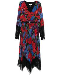 Nissa - Midi-Jurk Met Bloemenprint En Kant - Lyst