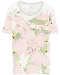 Chloé - Flamingo-Print T-Shirt - Lyst