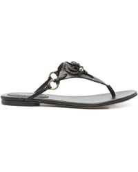 Isabel Marant - Elato Leather Flowers-Detail Flat Sandals - Lyst