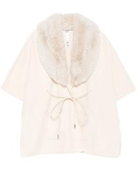 Liu Jo - Faux-Fur Collar Tie-Fastening Cape - Lyst