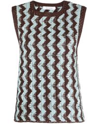 Wales Bonner - Zigzag Knitted Cotton Top - Lyst