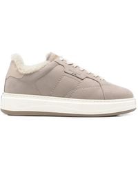 Woolrich - Shearling-Lined Leather Sneakers - Lyst