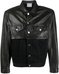 VTMNTS - Contrasting Leather-block Denim Jacket - Lyst