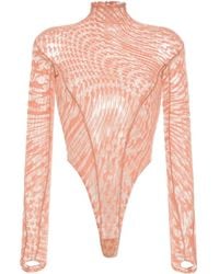 Mugler - Star-print Mesh Bodysuit - Lyst