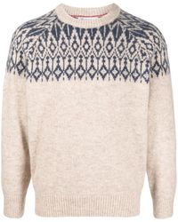 Brunello Cucinelli - Patterned-Knit Crew-Neck Jumper - Lyst