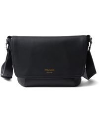 Prada - Logo-print Leather Shoulder Bag - Lyst