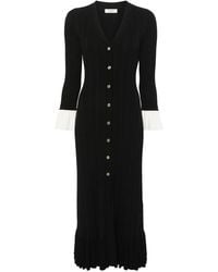 Sandro - Vestido midi con volantes - Lyst