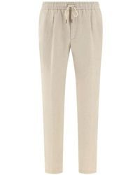 BOGGI - City Drawstring Linen Trousers - Lyst