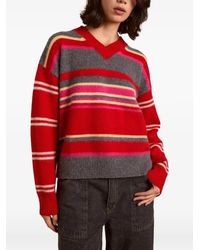 Damson Madder - Striped V-Neck Sweater - Lyst