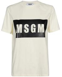 MSGM - Camiseta De Algodón Con Logo Estampado - Lyst