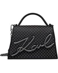 KARL LAGERFELD - Stud-Embellished Logo-Plaque Tote Bag - Lyst