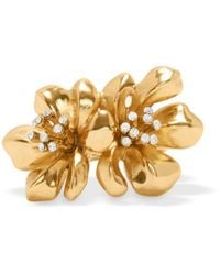 Oscar de la Renta - Twin Flower Crystal-embellished Ring - Lyst