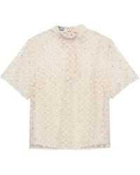 Prada - Embroidered Lace Top - Lyst