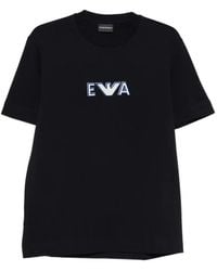 Emporio Armani - Heavy Jersey T-Shirt With Metal Logo Embroidery - Lyst