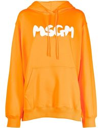 MSGM - Logo-print Oversized Hoodie - Lyst