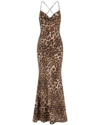 ACTUALEE - Vestido Largo Con Estampado De Leopardo - Lyst