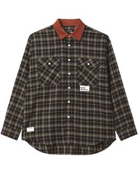 Izzue - Check-Pattern Corduroy-Collar Shirt - Lyst