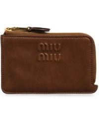 Miu Miu - Logo-Embossed Leather Wallet - Lyst