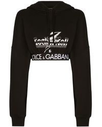 Dolce & Gabbana - Hoodie crop à logo imprimé - Lyst