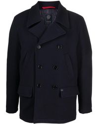 Fay - Logo-patch Long-sleeved Peacoat - Lyst