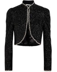 Alice + Olivia - Sequin-embellished Cropped Jacket - Lyst