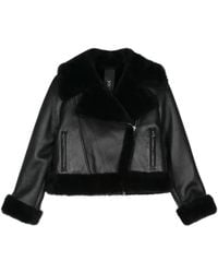 Blancha - Lederjacke Mit Besatz Aus Shearling - Lyst