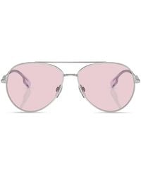 Burberry - Logo-Plaque Pilot-Frame Sunglasses - Lyst