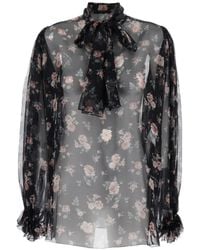 Dolce & Gabbana - Blouse Met Ruches En Strik - Lyst