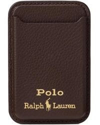 Polo Ralph Lauren - Magsafe Pebbled Logo-Detail Leather Card Case - Lyst
