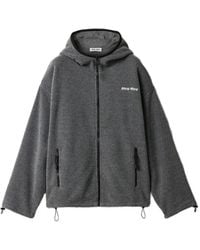 Miu Miu - Fleece Zippered Hoodie Jacket - Lyst