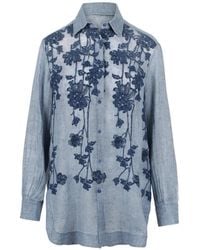 Ermanno Scervino - Floral-Embroidered Long-Sleeve Shirt - Lyst
