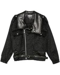R13 - Crackled-Effect Belted Jacket - Lyst