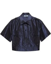 Prada - Cropped Taffeta Shirt - Lyst