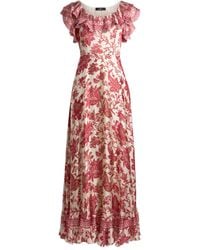 Etro - Peau D'Ange Silk Long Dress With Floral Motif - Lyst
