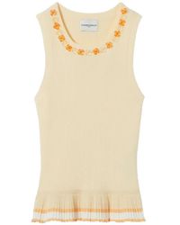 Claudie Pierlot - Floral-Embellished Peplum Tank Top - Lyst