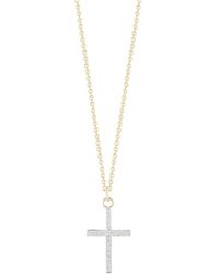 Mateo - Collier Cross En 14Ct Pavé De Diamants - Lyst
