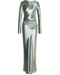 Alberta Ferretti - Long Dress With Draped Details And Long Sleeves - Lyst