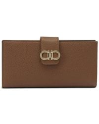 Ferragamo - Gancini Continental Pebbled Leather Wallet - Lyst