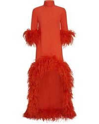 ‎Taller Marmo - Robe Ornée De Plumes Gina Extravaganza À Ourlet Asymétrique - Lyst