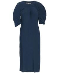 Henrik Vibskov - Lupu Plisse Sculptural-Sleeve Midi Dress - Lyst