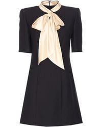 Valentino Garavani - Bow-detail Short-sleeve Mini Dress - Lyst