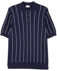 GALLIA - Striped Buttoned Polo Shirt - Lyst