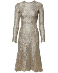 Dolce & Gabbana - Floral-Lace A-Line Midi Dress - Lyst