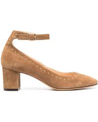 Tila March Rounded Stud Leather Court Shoes - Brown