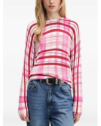 Desigual - Plaid-Pattern Round-Neck Sweater - Lyst